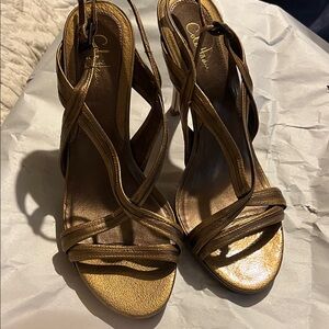 Cole Haan Metallic Bronze/Gold Strappy Heels sz 8 B